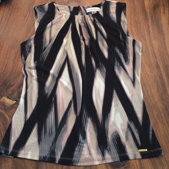 Calvin Klein Tops - ⭐️Calvin Klein Top Black tan pink Top Size Small⭐️